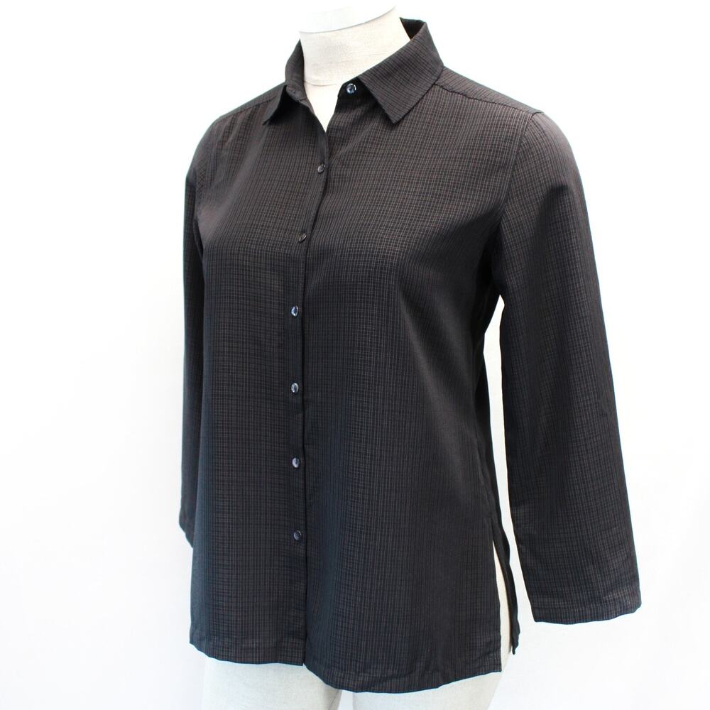 Vintage Chico's Design button up collared shirt with slits office career 2 Large